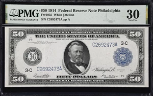 image for: Fr. 1035. 1914 $50 Federal Reserve Note. Philadelphia. PMG Very Fine 30.