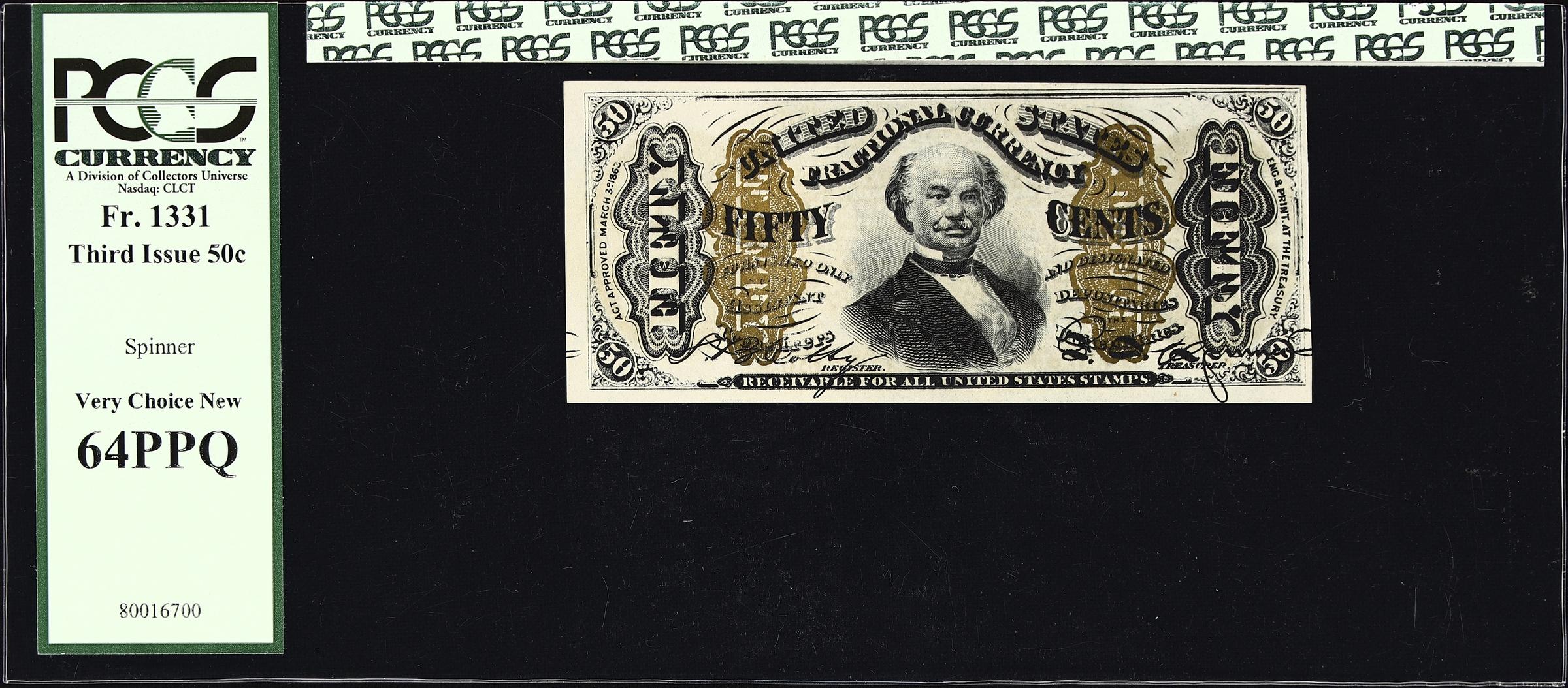 image for: Fr. 1331. 50 Cents. Third Issue. PCGS Currency Very Choice New 64 PPQ.