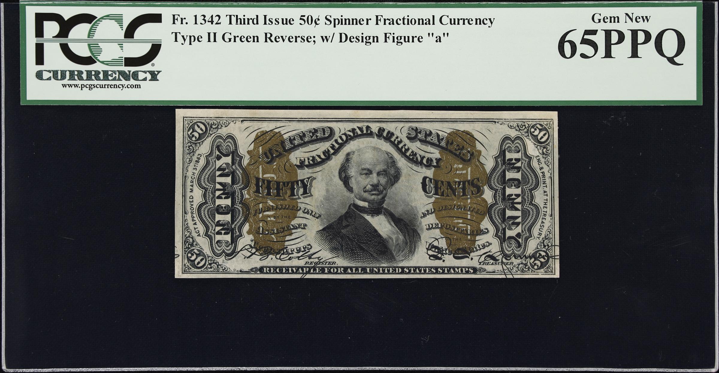 image for: Fr. 1342. 50 Cents. Third Issue. PCGS Currency Gem New 65 PPQ.