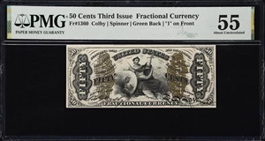 image for: Fr. 1360. 50 Cents. Third Issue. PMG About Uncirculated 55.