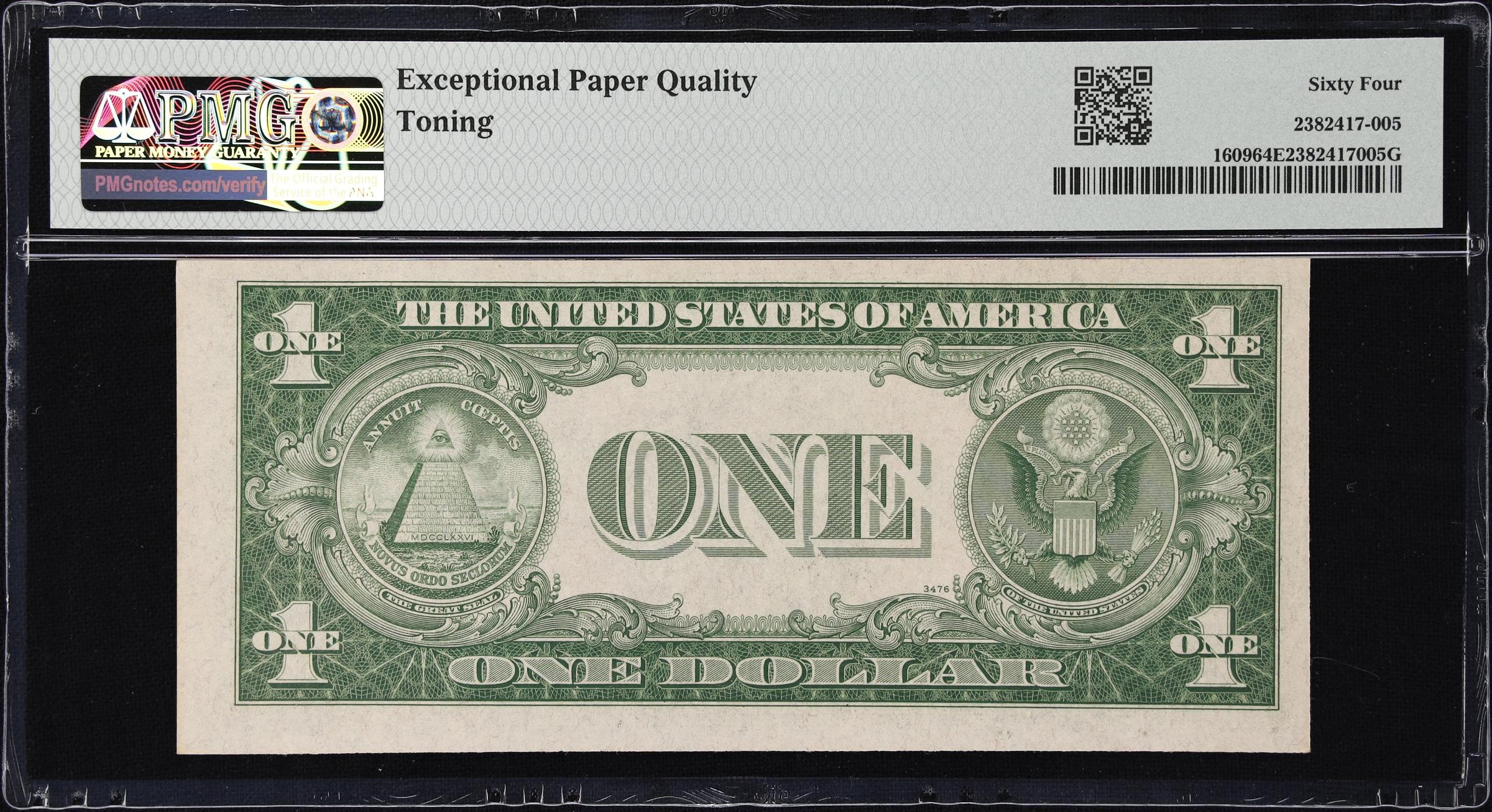 image for: Fr. 1609. 1935A $1 Silver Certificate. (R) Experimental. PMG Choice Uncirculated 64 EPQ.