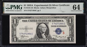 image for: Fr. 1610. 1935A $1 Silver Certificate. (S) Experimental. PMG Choice Uncirculated 64.