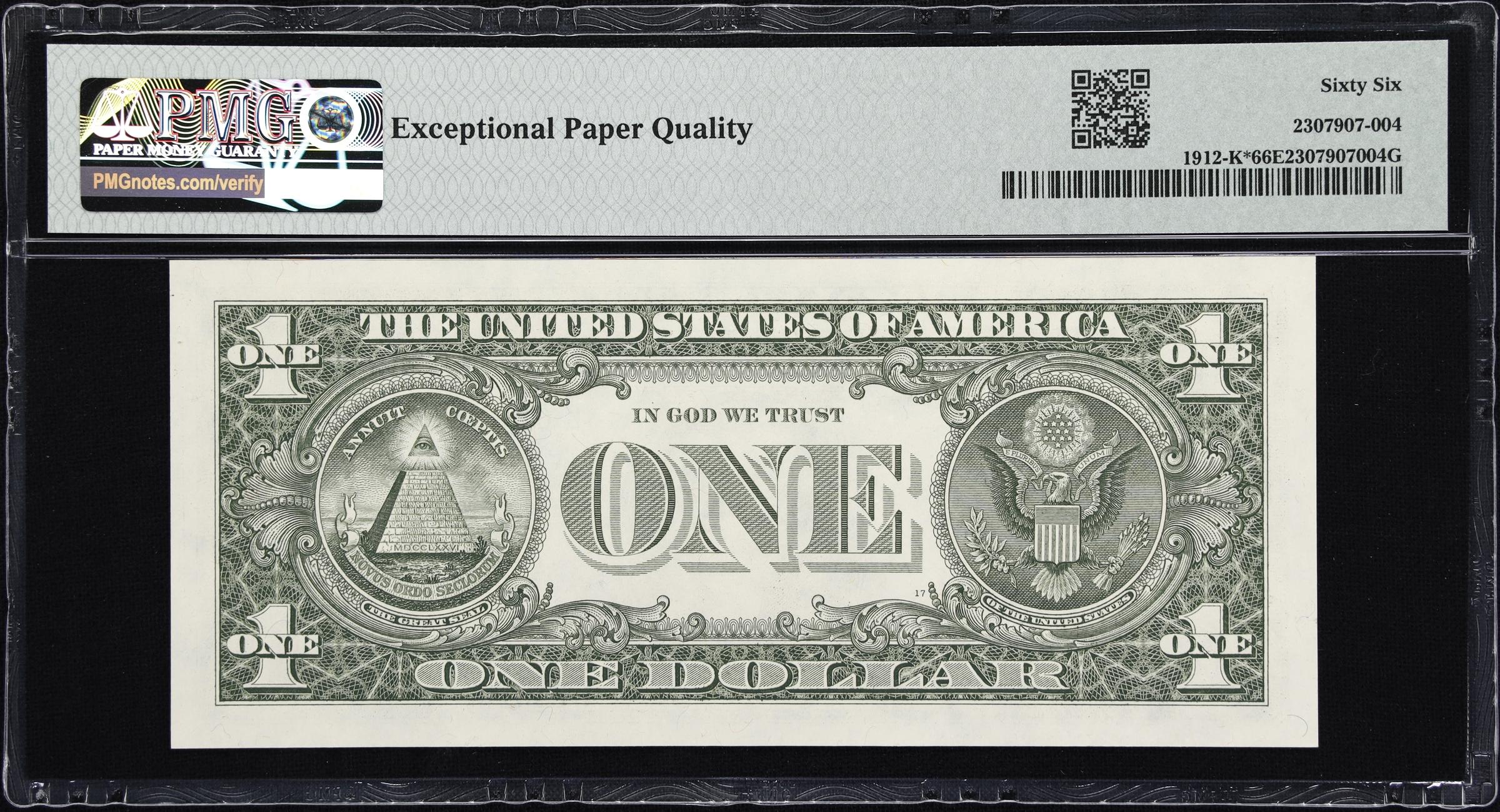 image for: Fr. 1912-K*. 1981A $1 Federal Reserve Star Note. Dallas. PMG Gem Uncirculated 66 EPQ.