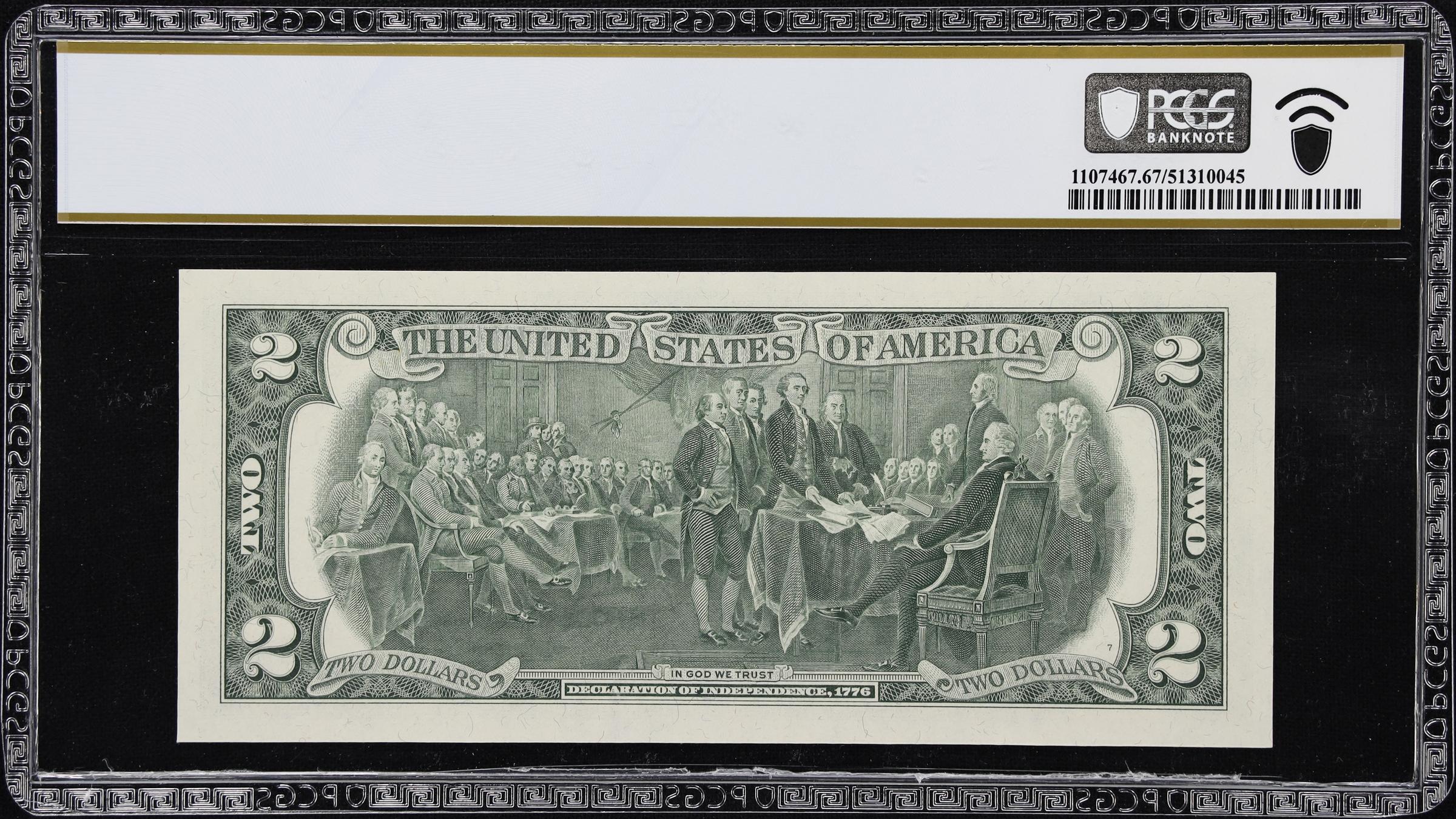 image for: Fr. 1935-J*. 1976 $2 Federal Reserve Star Note. Kansas City. PCGS Banknote Superb Gem Uncirculated 67 PPQ.