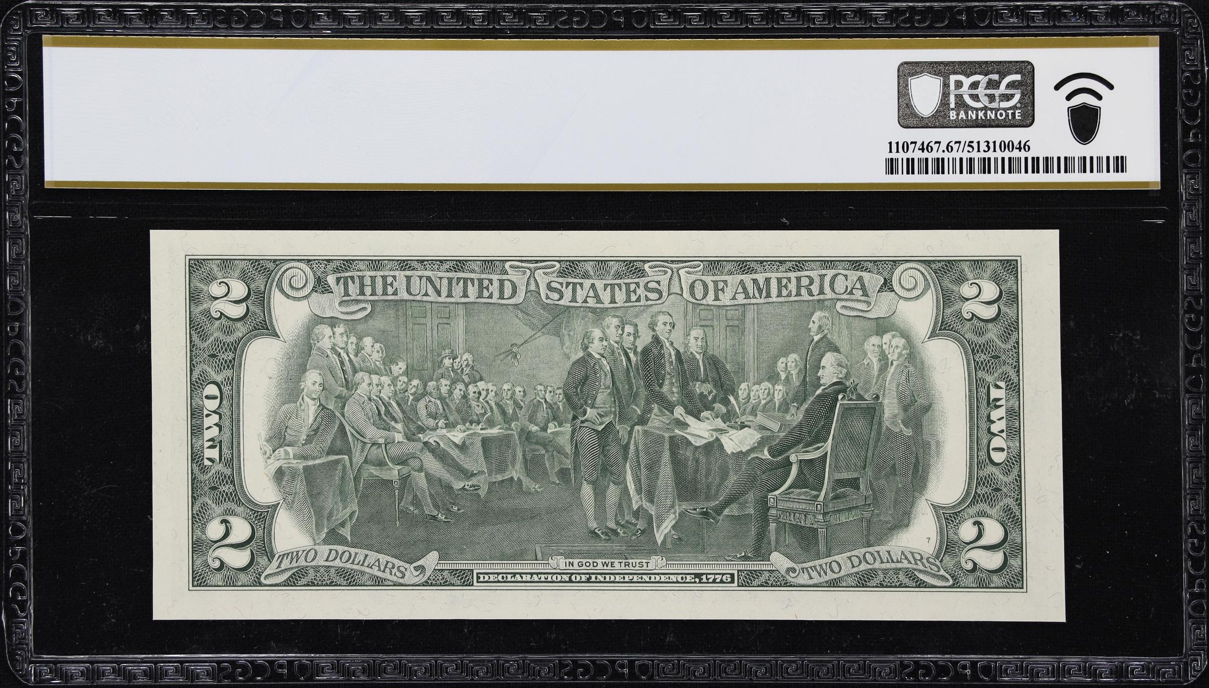 image for: Fr. 1935-J*. 1976 $2 Federal Reserve Star Note. Kansas City. PCGS Banknote Superb Gem Uncirculated 67 PPQ.