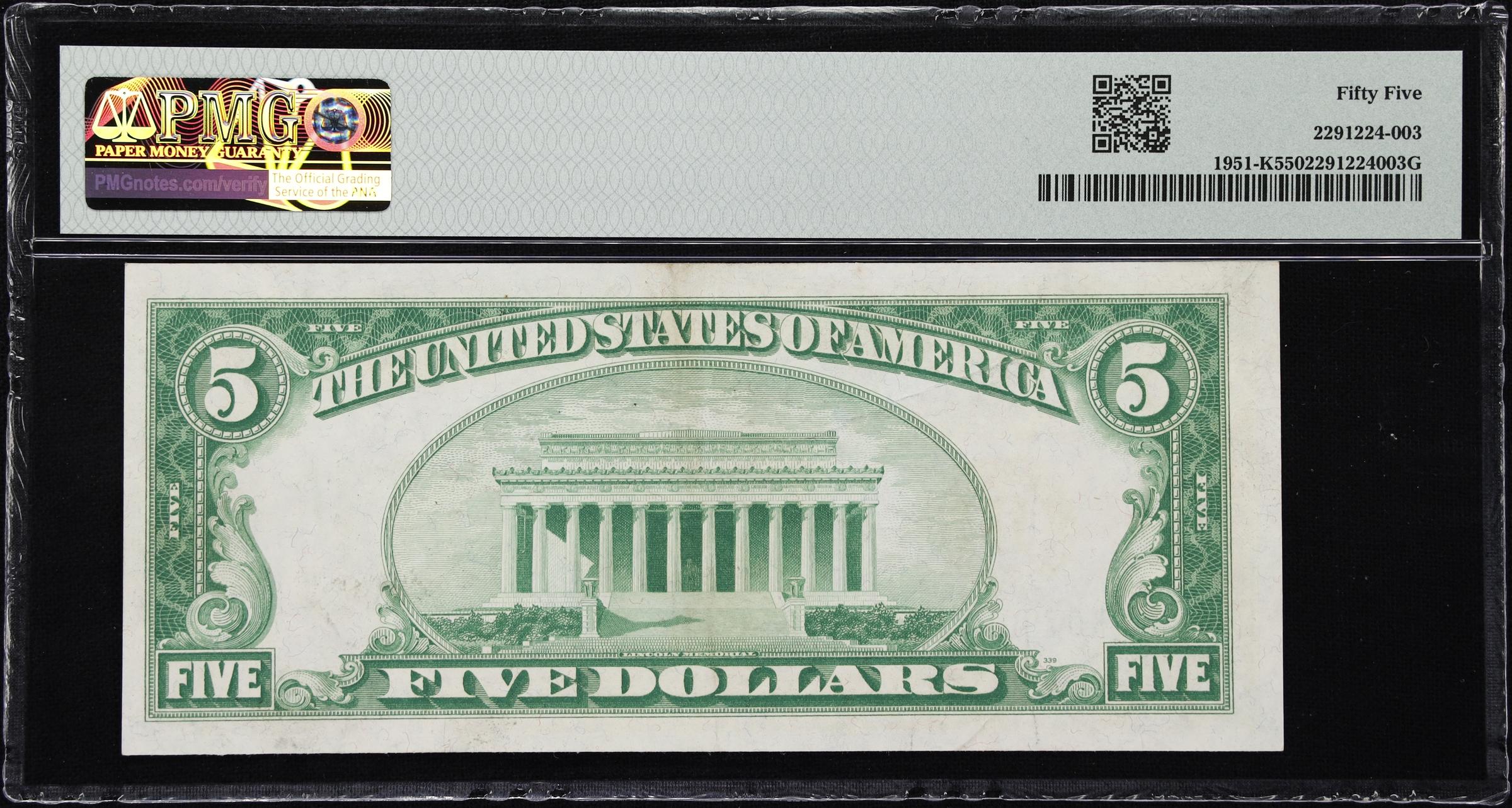 image for: Fr. 1951-K. 1928A $5 Federal Reserve Note. Dallas. PMG About Uncirculated 55.