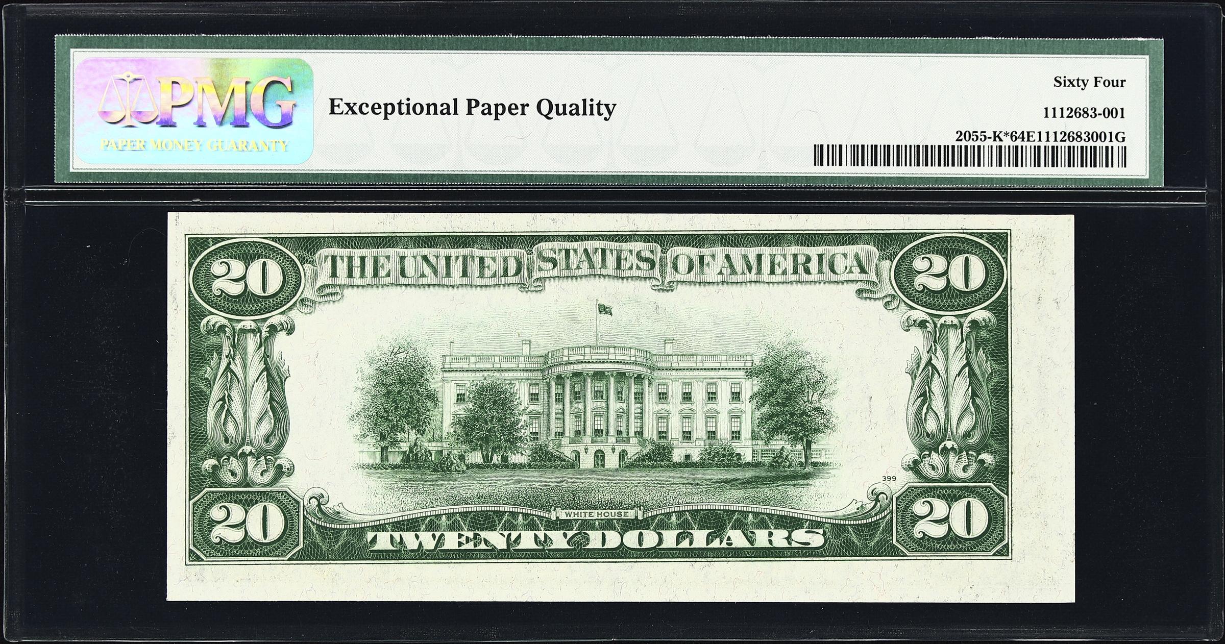 image for: Fr. 2055-K*. 1934A $20 Federal Reserve Star Note. Dallas. PMG Choice Uncirculated 64 EPQ.