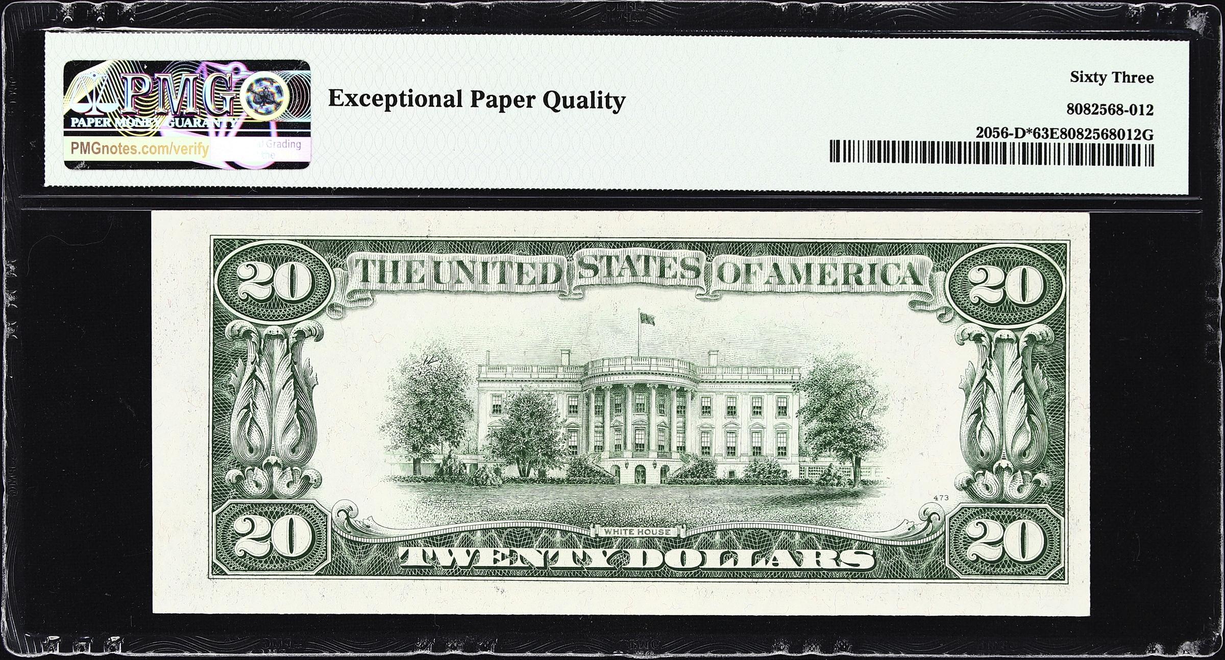 image for: Fr. 2056-D*. 1934B $20 Federal Reserve Star Note. Cleveland. PMG Choice Uncirculated 63 EPQ.