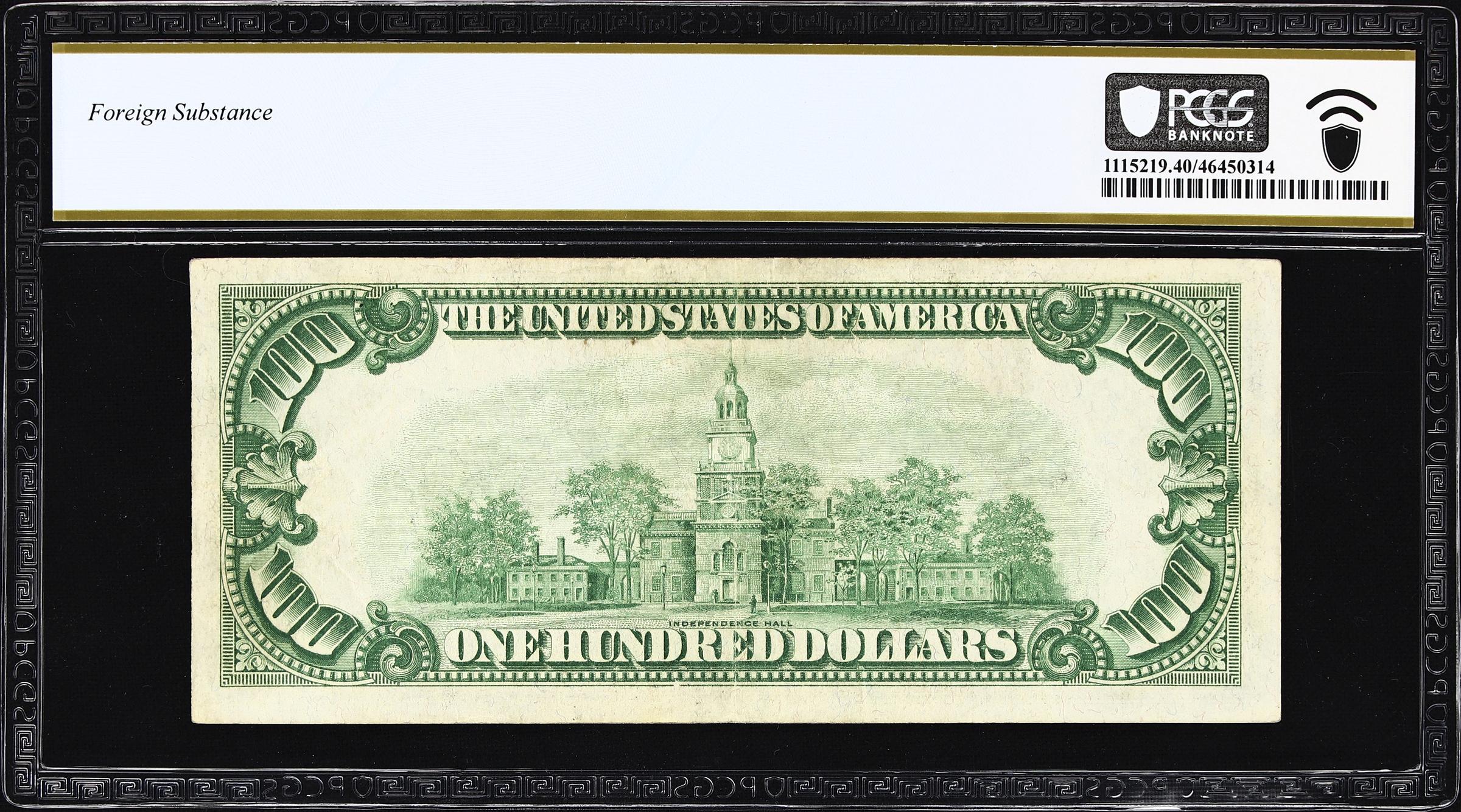 image for: Fr. 2150-H*. 1928 $100 Federal Reserve Star Note. St. Louis. PCGS Banknote Extremely Fine 40.