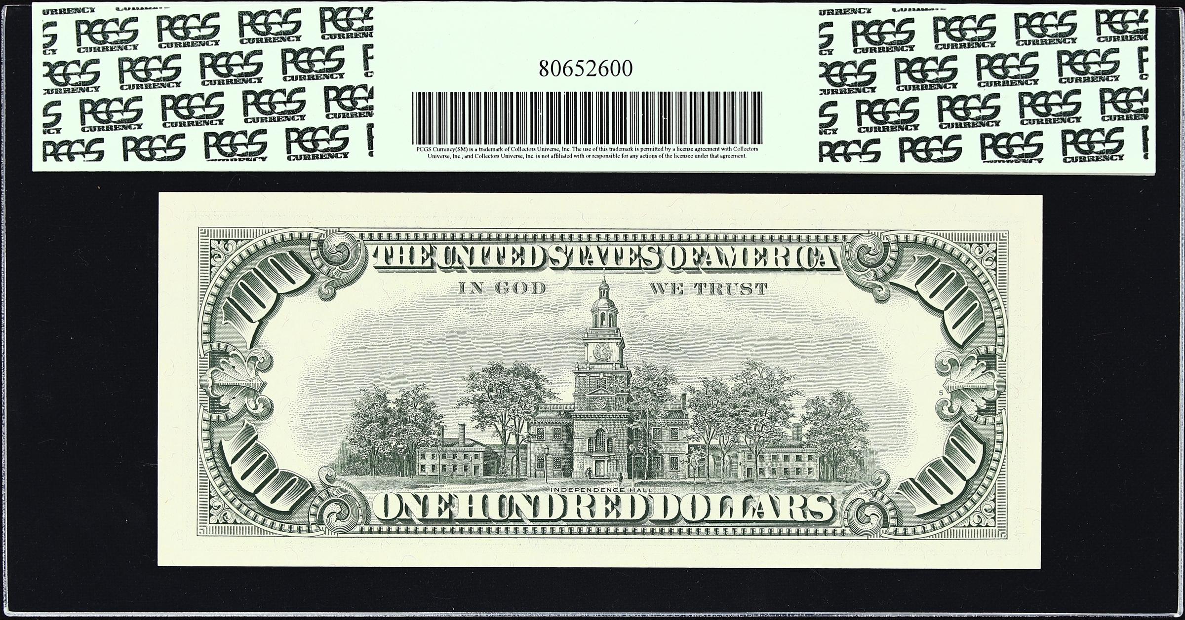 image for: Fr. 2163-G*. 1963A $100 Federal Reserve Star Note. Chicago. PCGS Currency Gem New 65 PPQ.