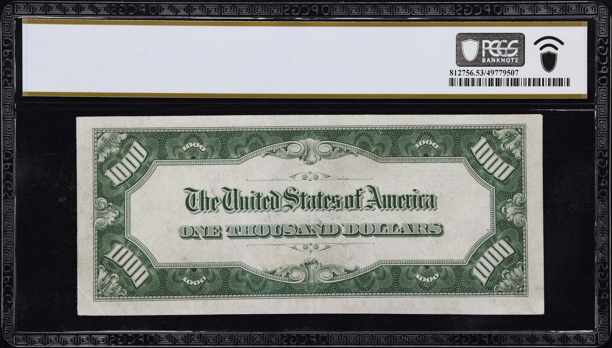 image for: Fr. 2211-K. 1934 Dark Green Seal $1000 Federal Reserve Note. Dallas. PCGS Banknote About Uncirculated 53.