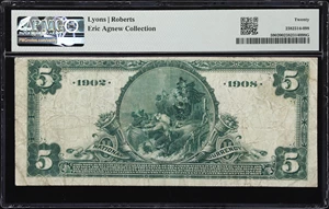 image for: Modesto, California. $5 1902 Date Back. Fr. 590. First NB. Charter #3136. PMG Very Fine 20.