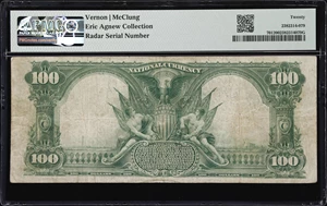 image for: San Francisco, California. $100 1902 Plain Back. Fr. 701. Crocker First NB. Charter #1741. PMG Very Fine 20. Radar Serial Number.