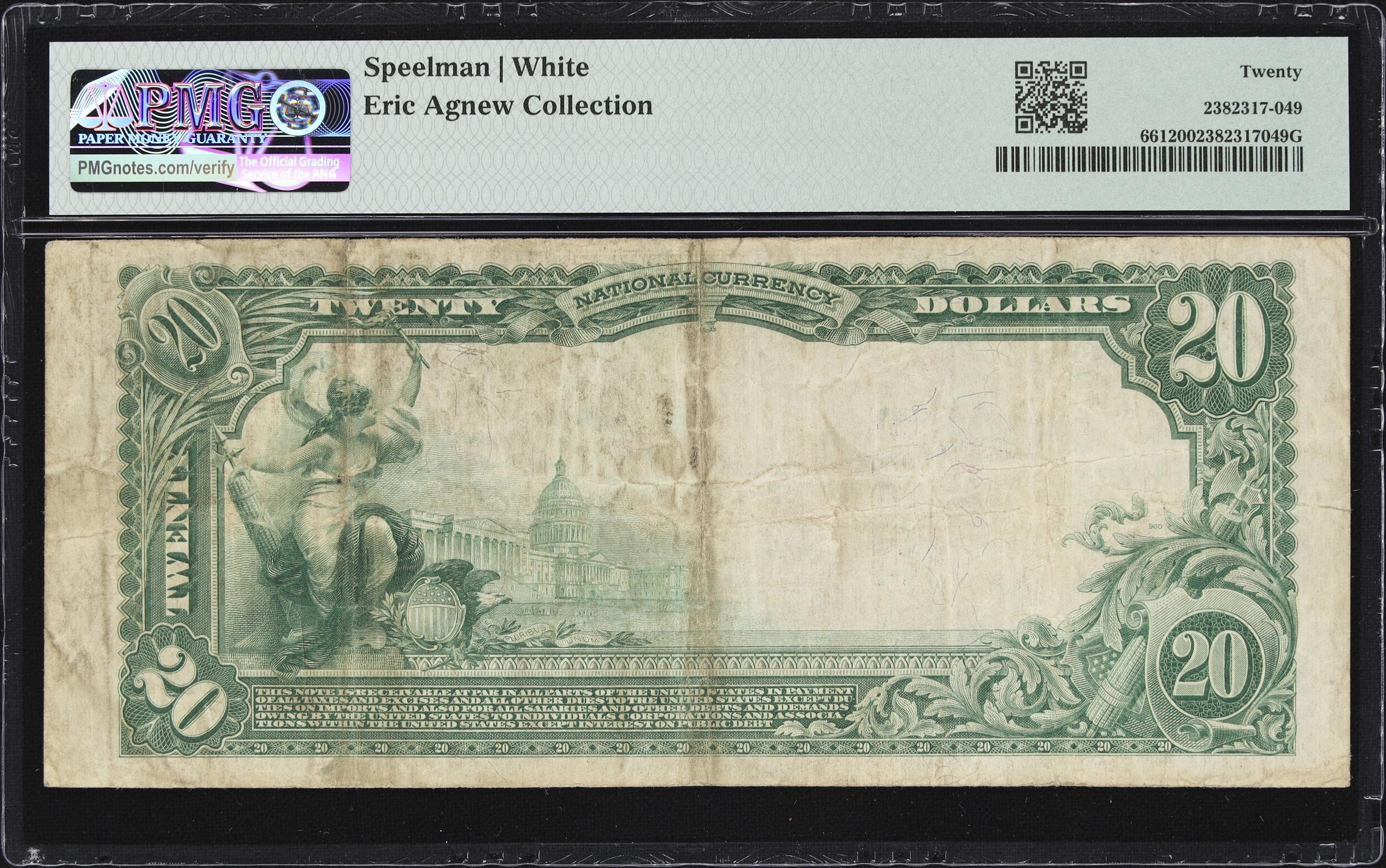 image for: San Francisco, California. $20 1902 Plain Back. Fr. 661. Pacific NB. Charter #12579. PMG Very Fine 20.