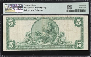 image for: San Mateo, California. $5 1902 Plain Back. Fr. 600. NB. Charter #9424. PMG Very Fine 25 EPQ.
