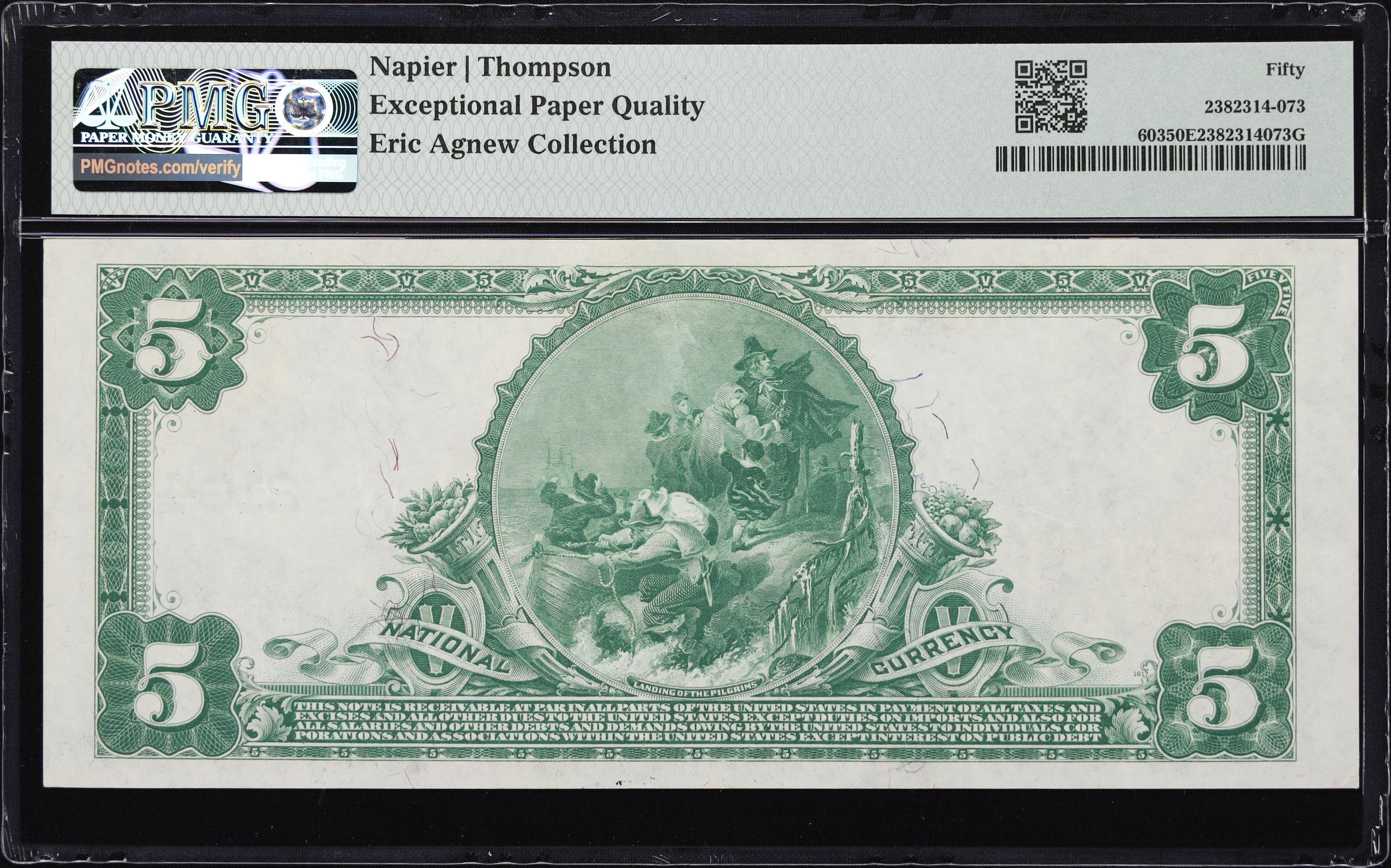 image for: Santa Barbara, California. $5 1902 Plain Back. Fr. 603. First National Trust & Savings Bank. Charter #2104. PMG About Uncirculated 50 EPQ.