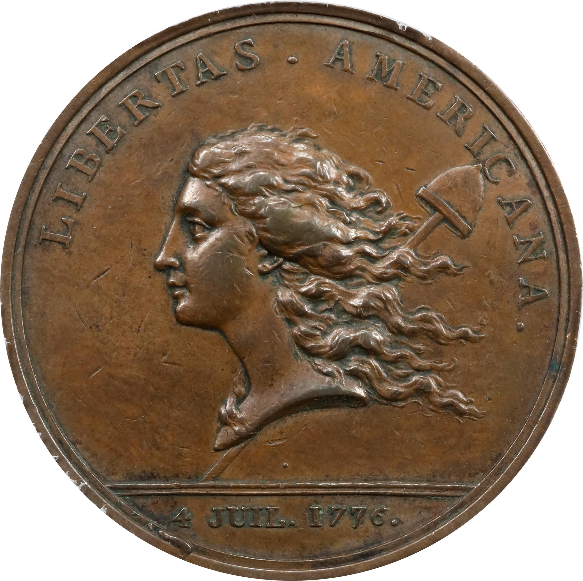 image for: "1781" (1783) Libertas Americana Medal. Original. Paris Mint. Betts-615, Adams-Bentley 15. Bronze. AU Details--Environmental Damage (PCGS).