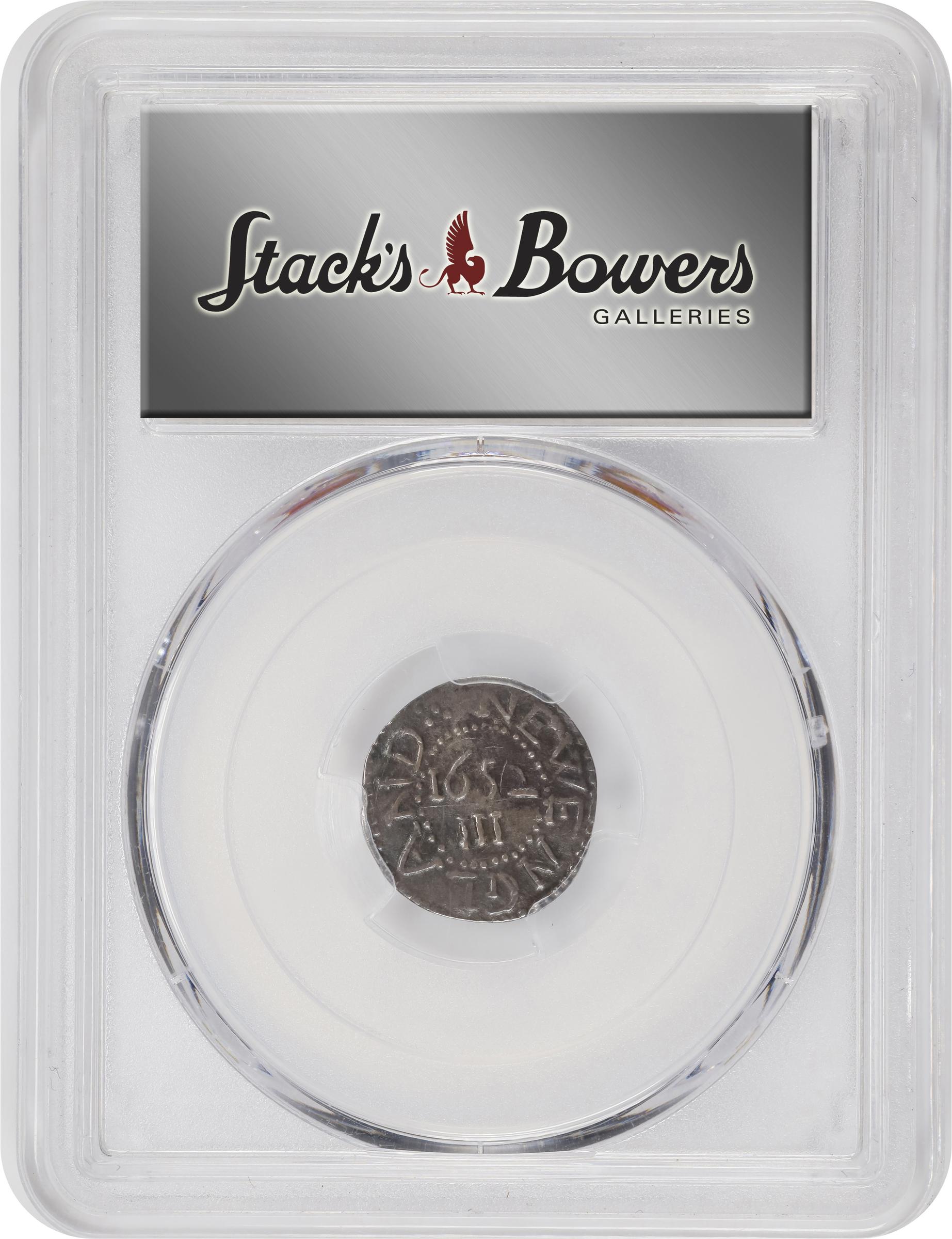image for: 1652 Oak Tree Threepence. Noe-25, Salmon 3-Ai, W-280. Rarity-6. No IN on Obverse. VF Details--Scratch (PCGS).