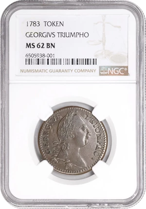 image for: 1783 Washington Georgivs Triumpho Token. Musante GW-54, Baker-7, W-10100. MS-62 BN (NGC).