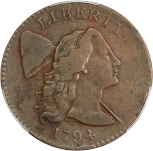 image for: 1794 Liberty Cap Cent. S-22, B-6. Rarity-1. Head of 1794, Bent Lock. VF-30 (PCGS).