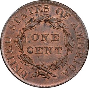image for: 1820 Matron Head Cent. N-15. Rarity-2. Small Date. MS-65 RB (PCGS). CAC. CMQ.