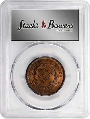 image for: 1842 Braided Hair Cent. N-6, 10. Rarity-1. Large Date. MS-64+ RB (PCGS).