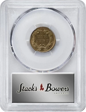 image for: 1857 Flying Eagle Cent. Type of 1857. Snow-9, FS-402. Obverse Die Clash with Liberty Seated Half Dollar Die. MS-64 (PCGS). CAC.