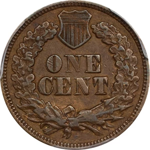 image for: 1865 Indian Cent. Fancy 5. Snow-2b, FS-1801. Doubled Die Reverse. EF-45 (PCGS).