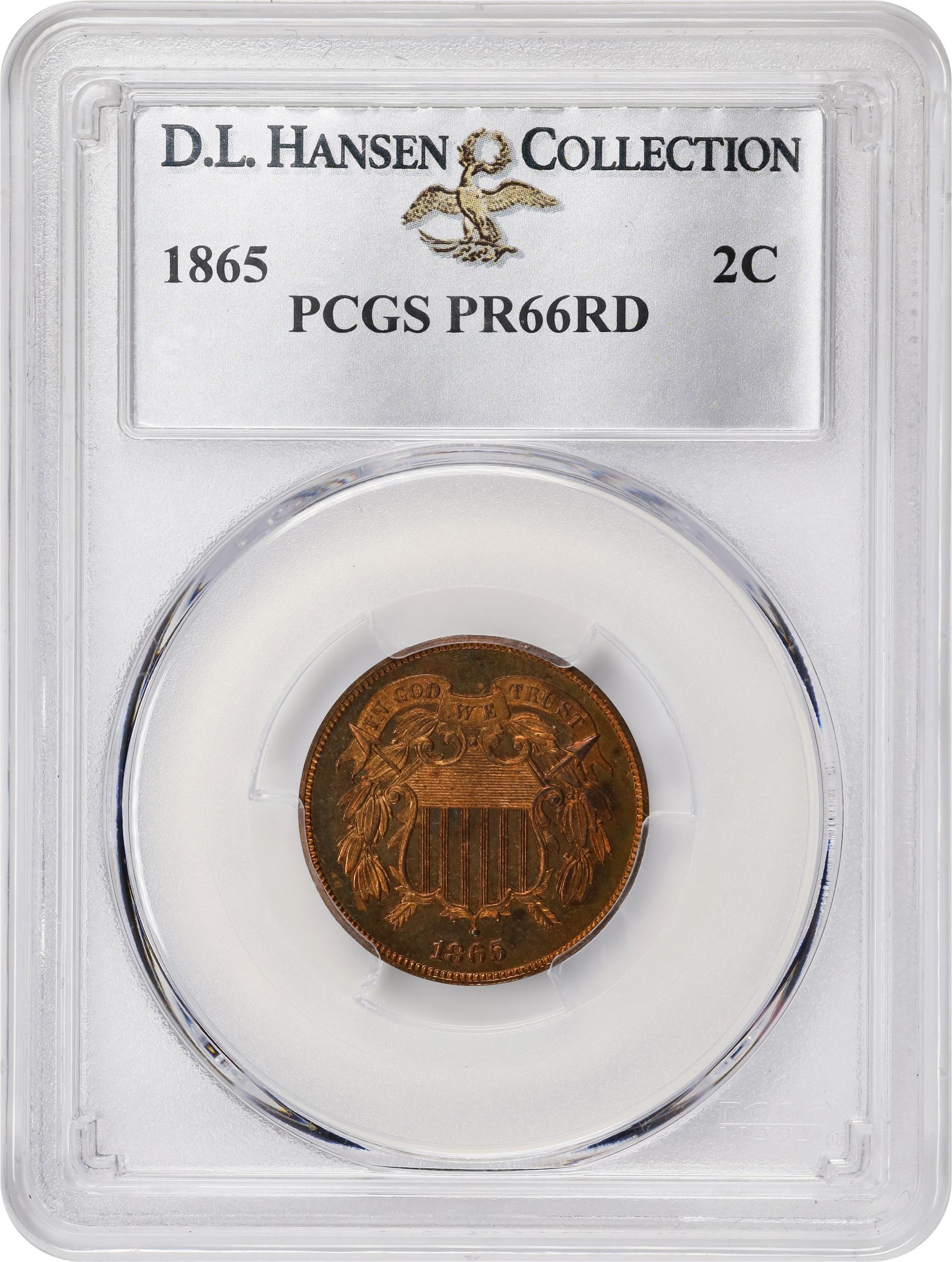 image for: 1865 Two-Cent Piece. Plain 5. Proof-66 RD (PCGS).