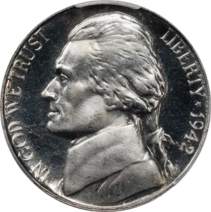image for: 1942 Jefferson Nickel. Type I. Proof-66 Cameo (CACG).