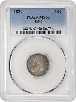 image for: 1829 Capped Bust Dime. JR-3. Rarity-4. Small 10 C. MS-62 (PCGS).