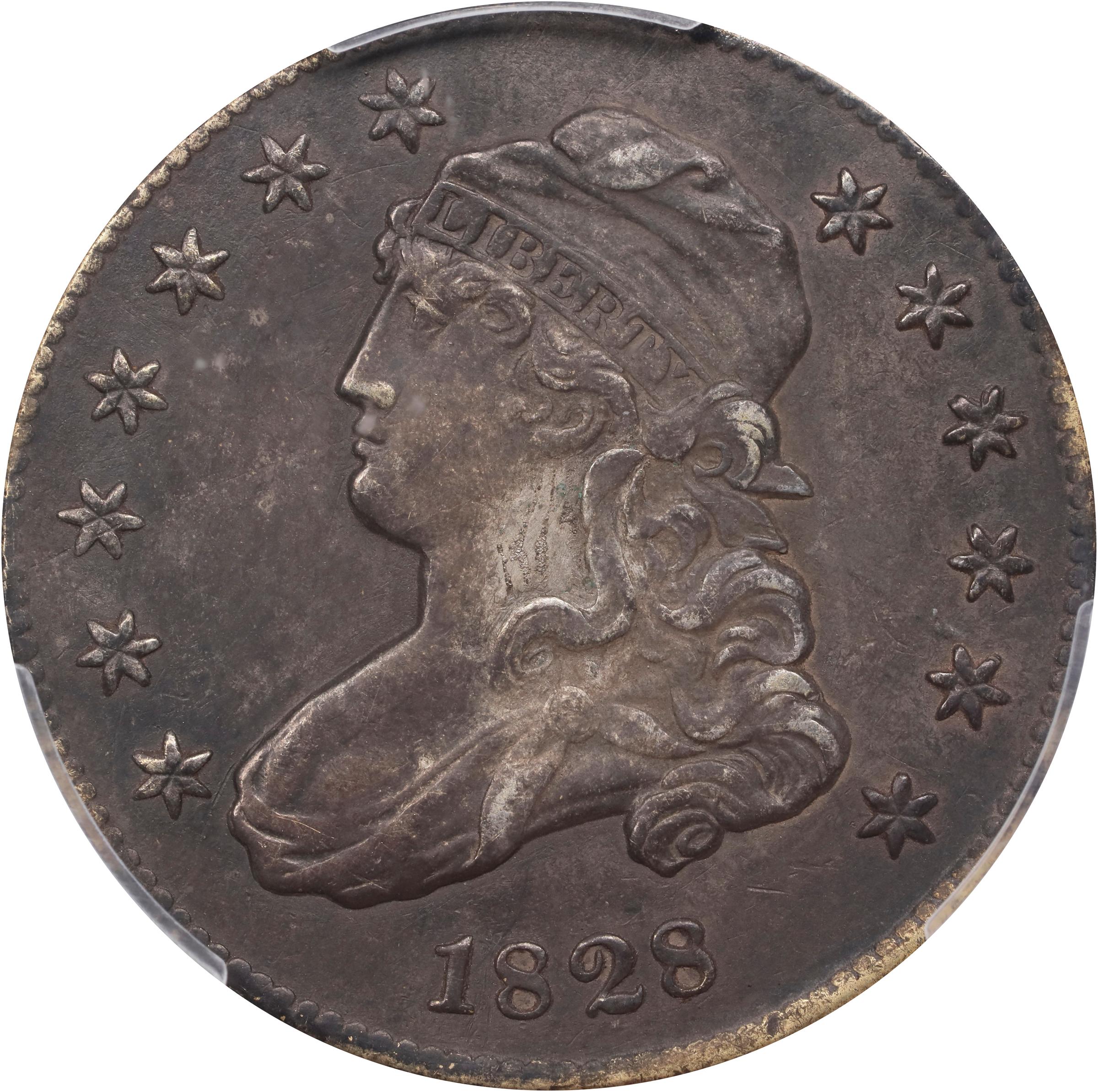 image for: 1828 Capped Bust Quarter. B-3. Rarity-4+. 25/50 C. AU Details--Cleaned (PCGS).