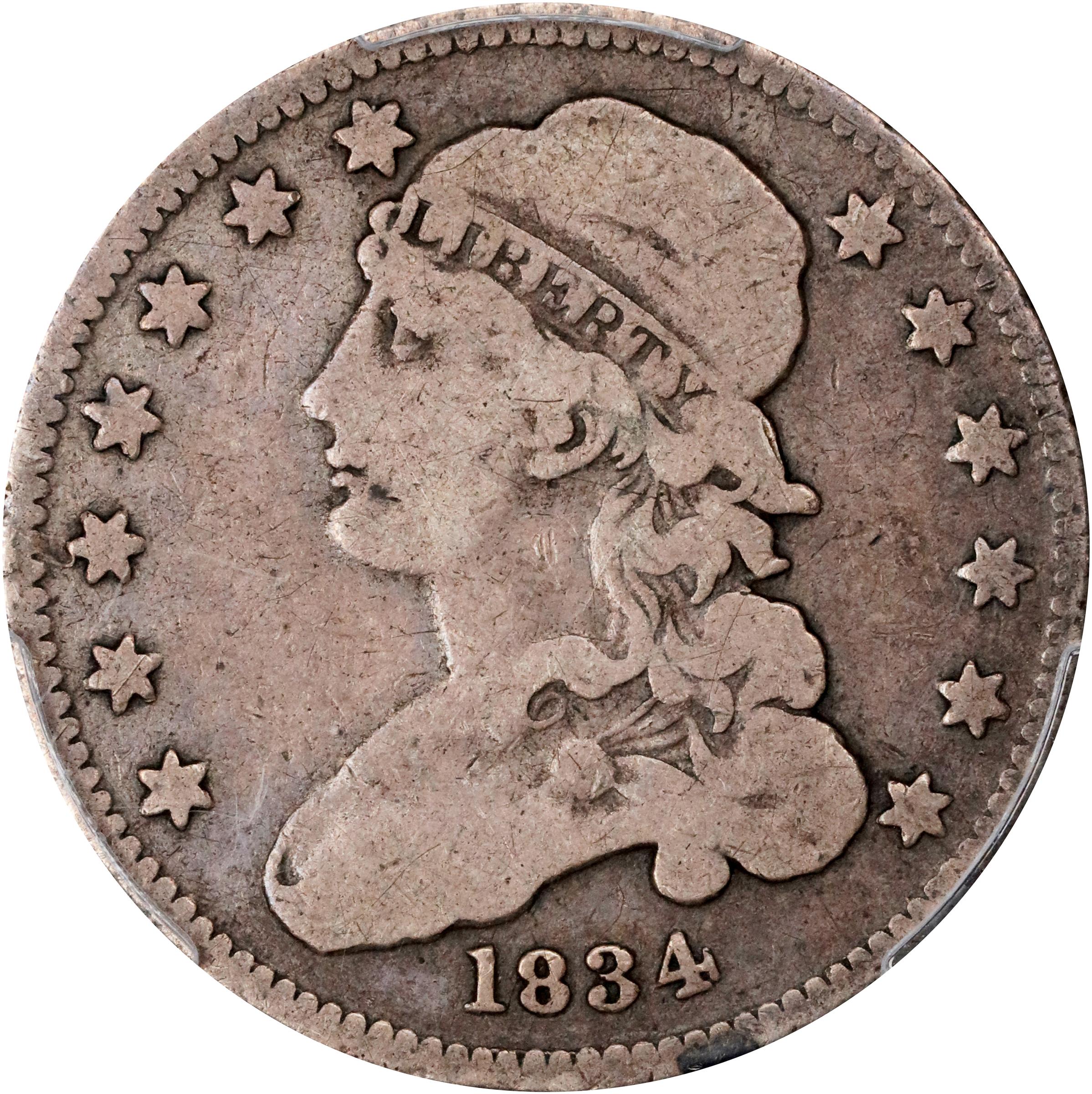 1834 Capped Bust Quarter. B-2. Rarity-4. Fine-12 (PCGS).