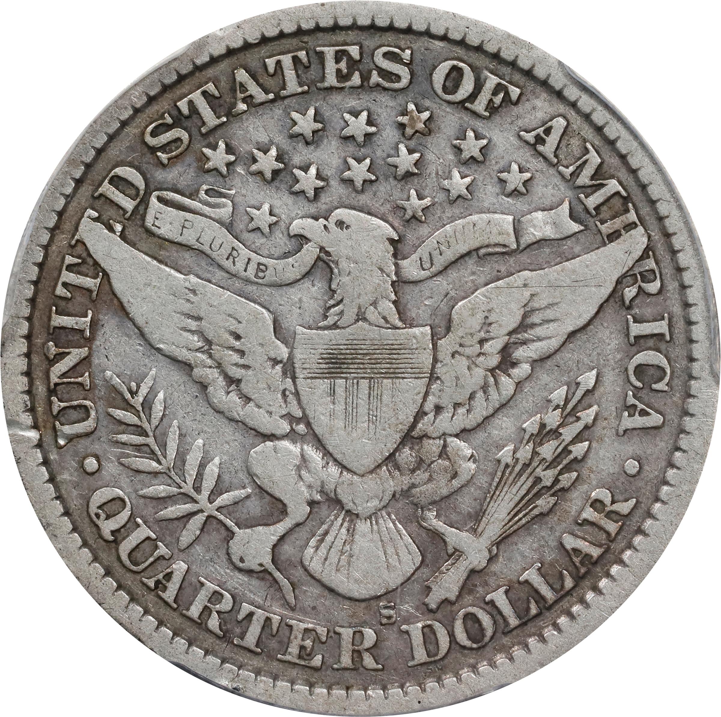 B*k様 アメリカ　バーバークォーター　1896S 大特年　発行数18.8万枚 1896 S Barber Quarter Coin Value Prices, Photos & Info