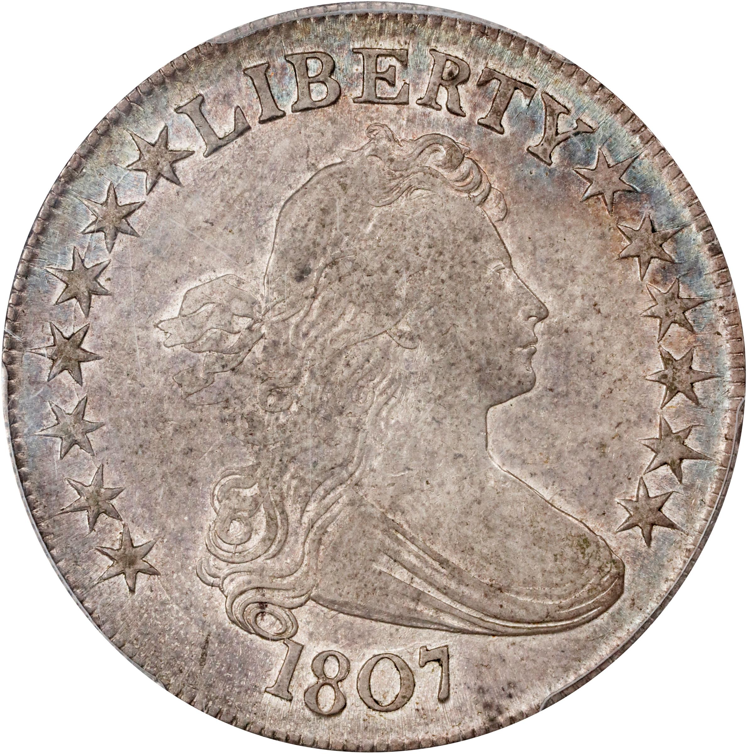 1807 Draped Bust Half Dollar. O-105a, T-4. Rarity-1. AU-50 (PCGS). CAC.
