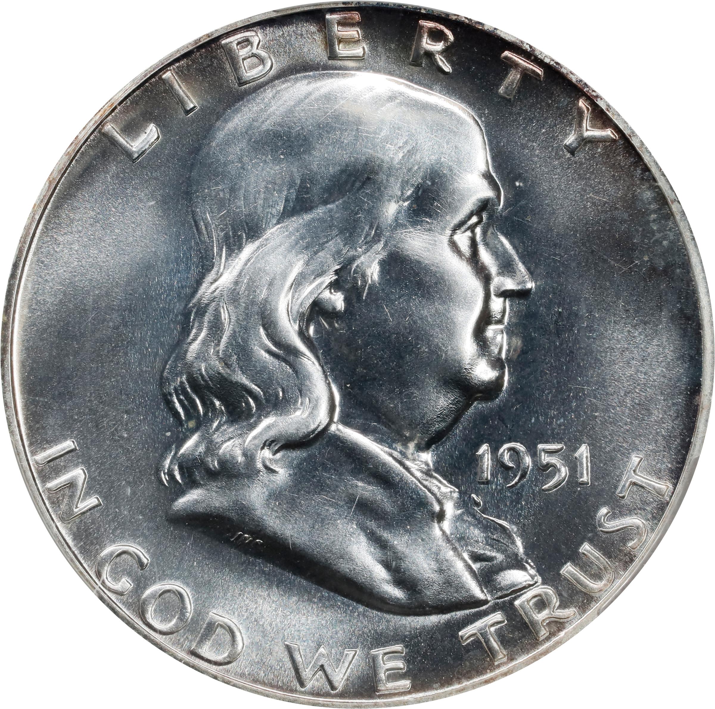1951 Franklin Half Dollar. Proof-68 (CACG).