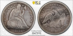 image for: 1873-CC Liberty Seated Silver Dollar. OC-1. Rarity-4+. VF Details--Cleaned (PCGS).
