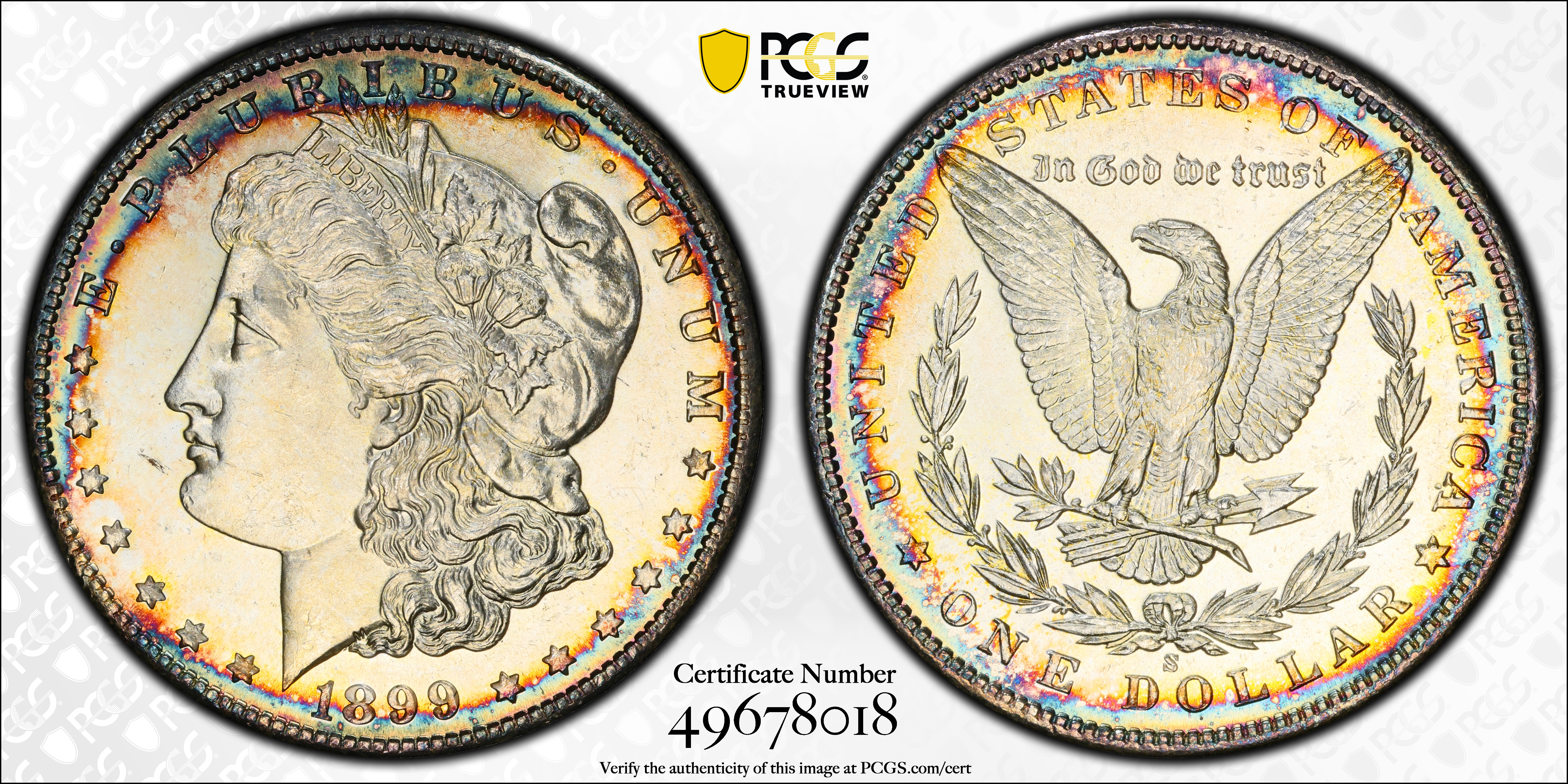 image for: 1899-S Morgan Silver Dollar. MS-65 PL (PCGS).