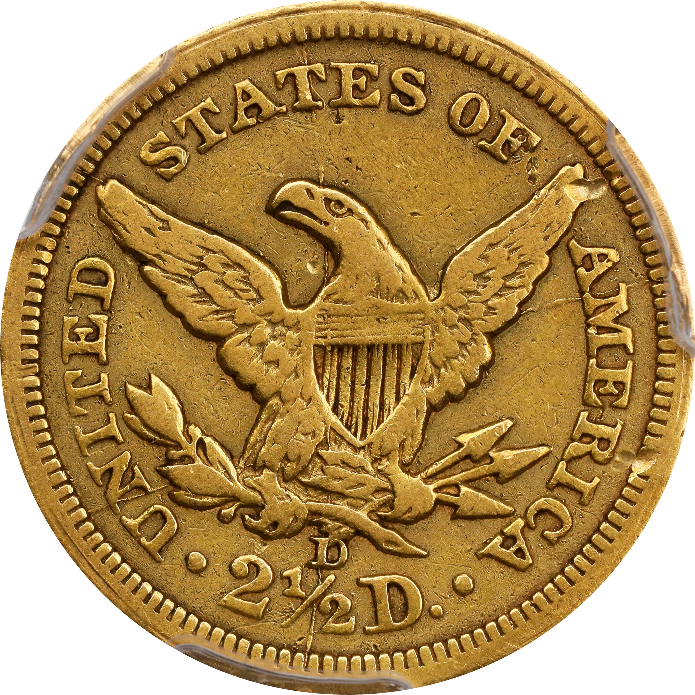 image for: 1840-D Liberty Head Quarter Eagle. Winter 1-A. EF Details--Damage (PCGS).
