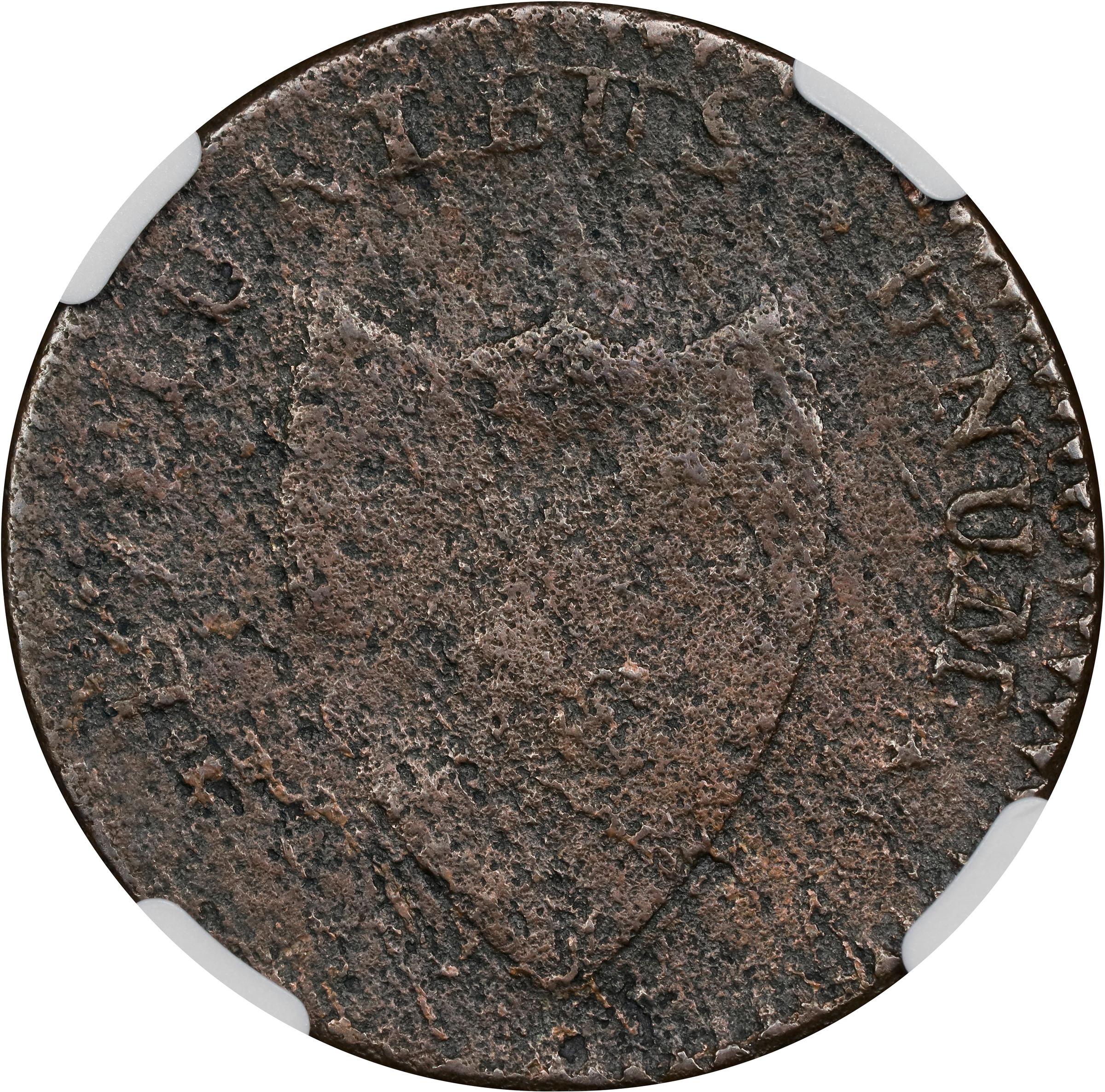 image for: 1788 New Jersey Copper. Maris 50-f, W-5475. Rarity-3. Head Left. Fine Details--Corrosion (NGC).