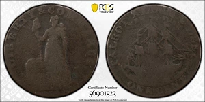 image for: 1794 Talbot, Allum & Lee Cent. Fuld-3, W-8580. Rarity-4. With NEW YORK. Small & on Reverse. Lettered Edge. AG-3 (PCGS).