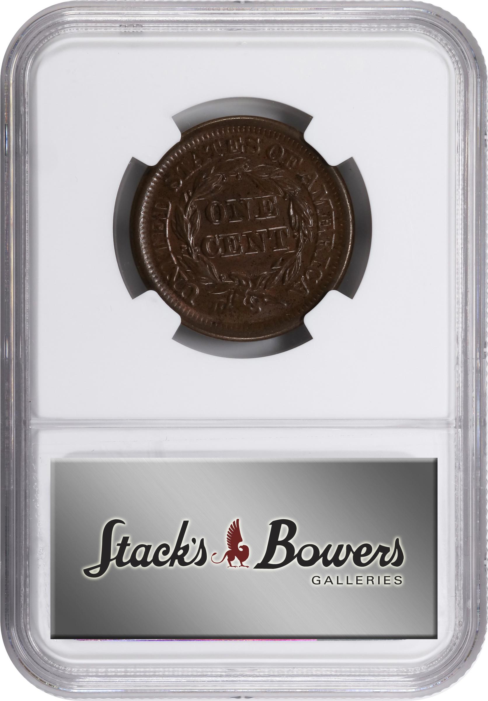 image for: 1850 Braided Hair Cent. N-7. Rarity-2. MS-64 BN (NGC).