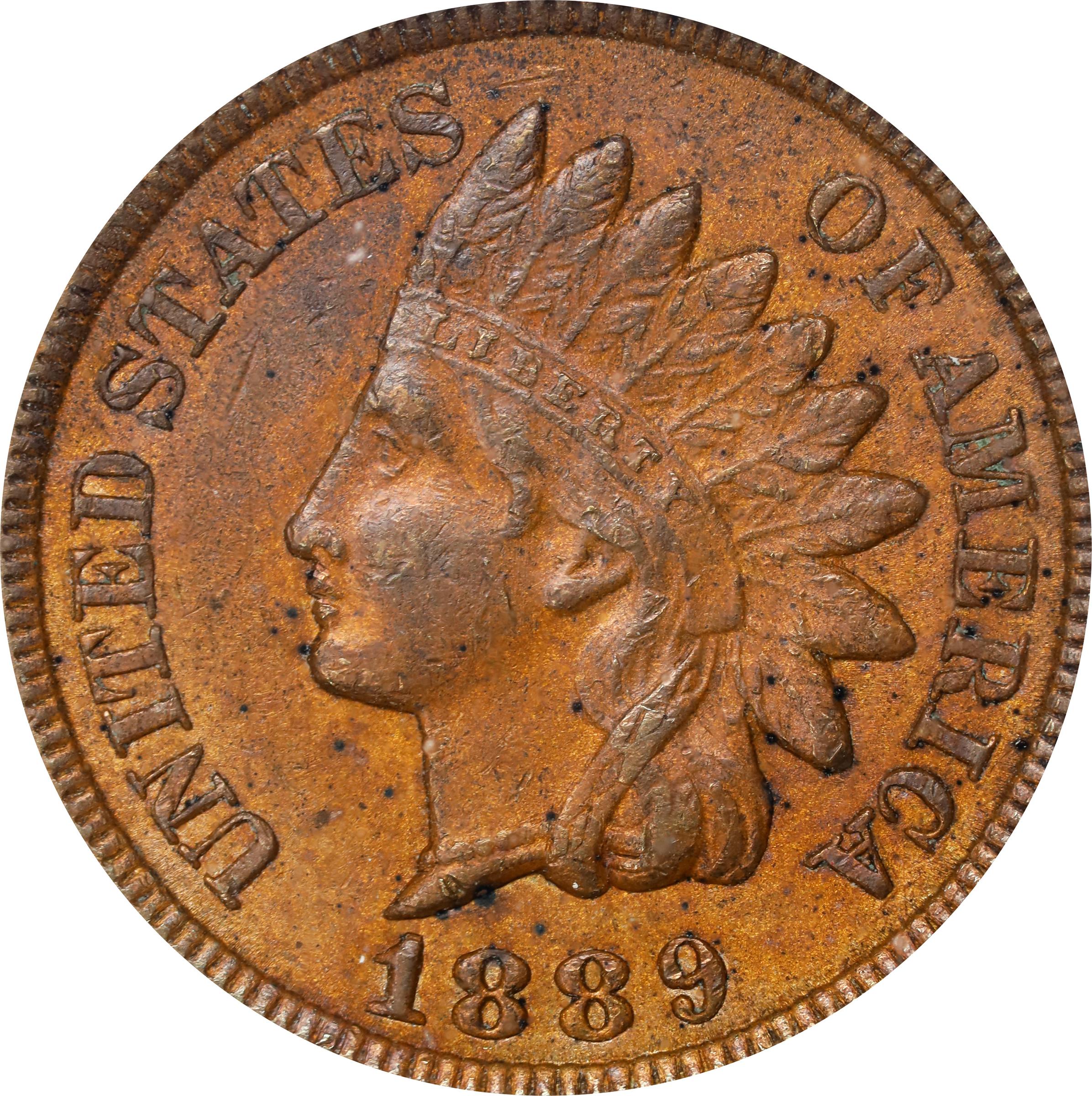 image for: 1889 Indian Cent. Snow-1, FS-801. Doubled Die Reverse. AU-55 (PCGS).