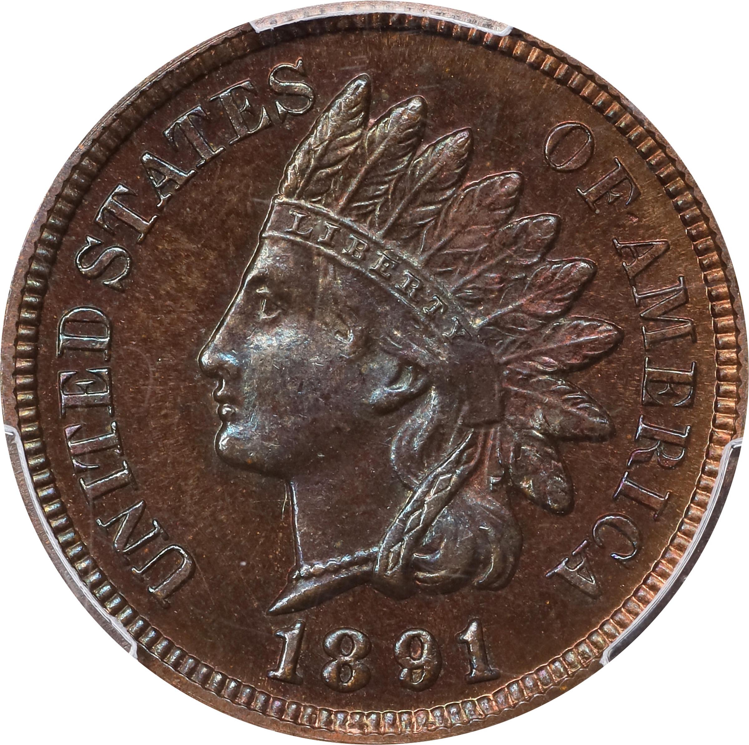 image for: 1891 Indian Cent. Proof-65 BN (PCGS).
