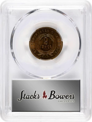 image for: 1865 Two-Cent Piece. Plain 5. MS-64 BN (PCGS).