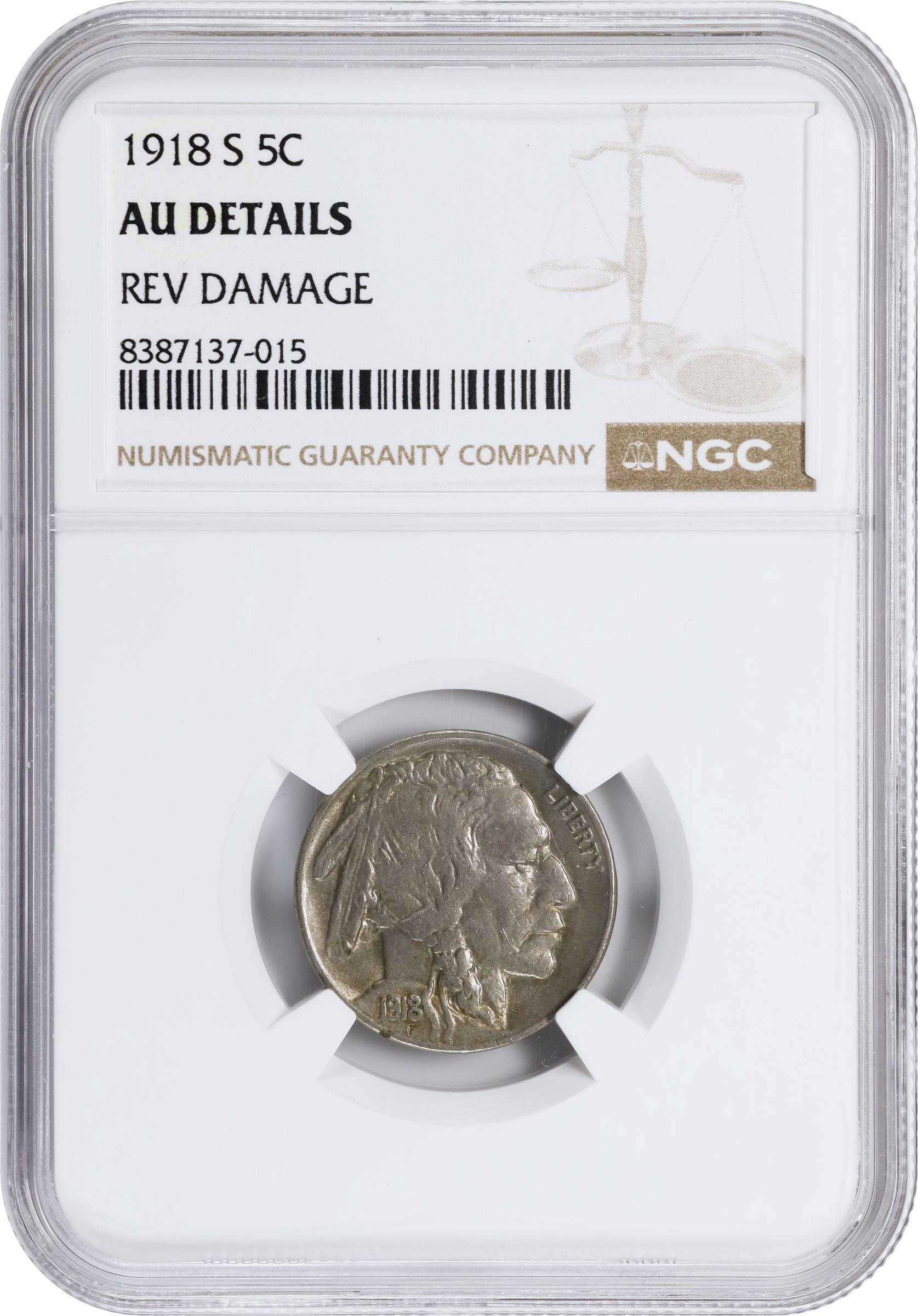 稀少「Ｓミント」　アメリカ合衆国   バッファロー５セント白銅貨  １９１８ Ｓ 稀少「Sミント」 アメリカ合衆国 バッファロー5セント白銅貨