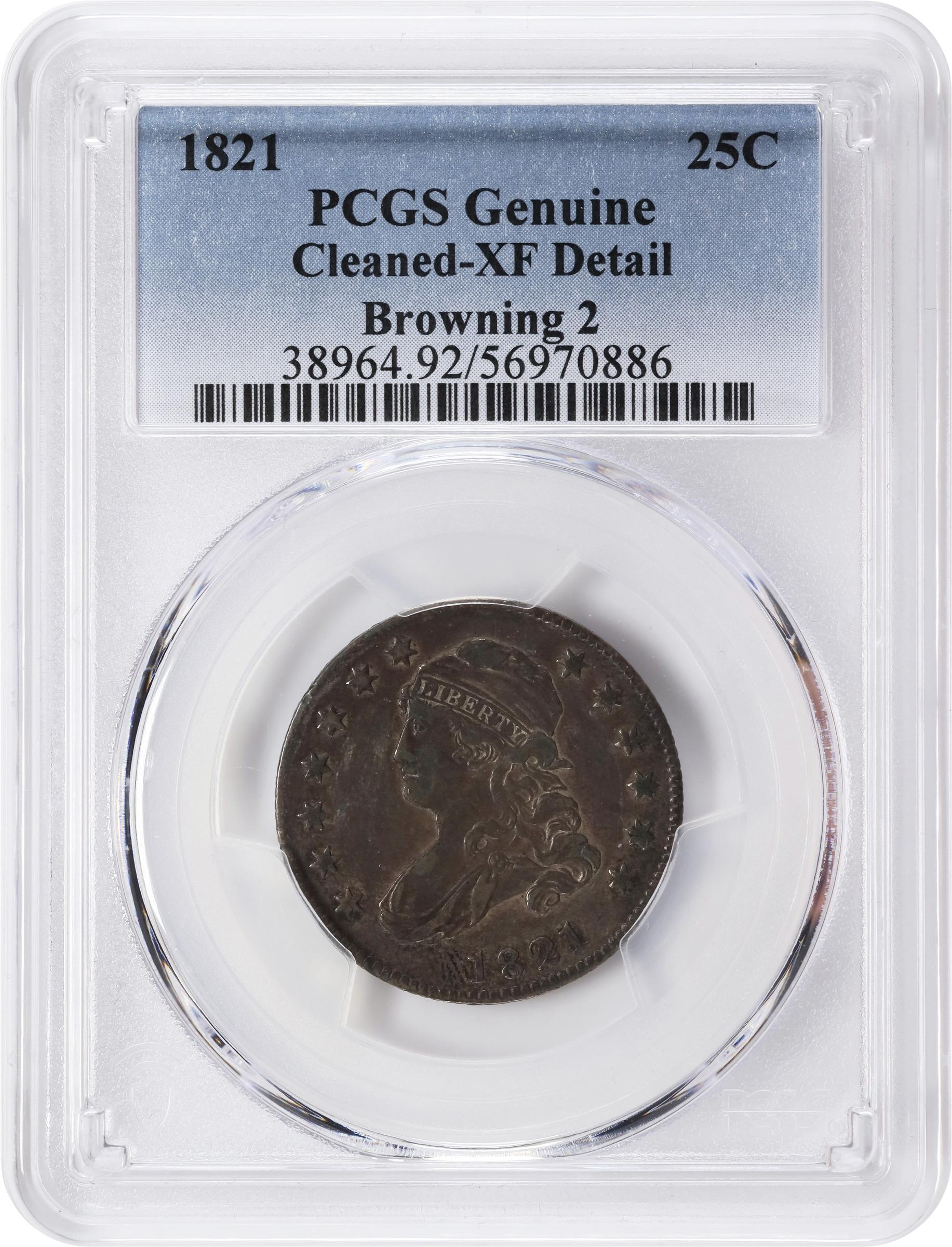 image for: 1821 Capped Bust Quarter. B-2. Rarity-4. EF Details--Cleaned (PCGS).