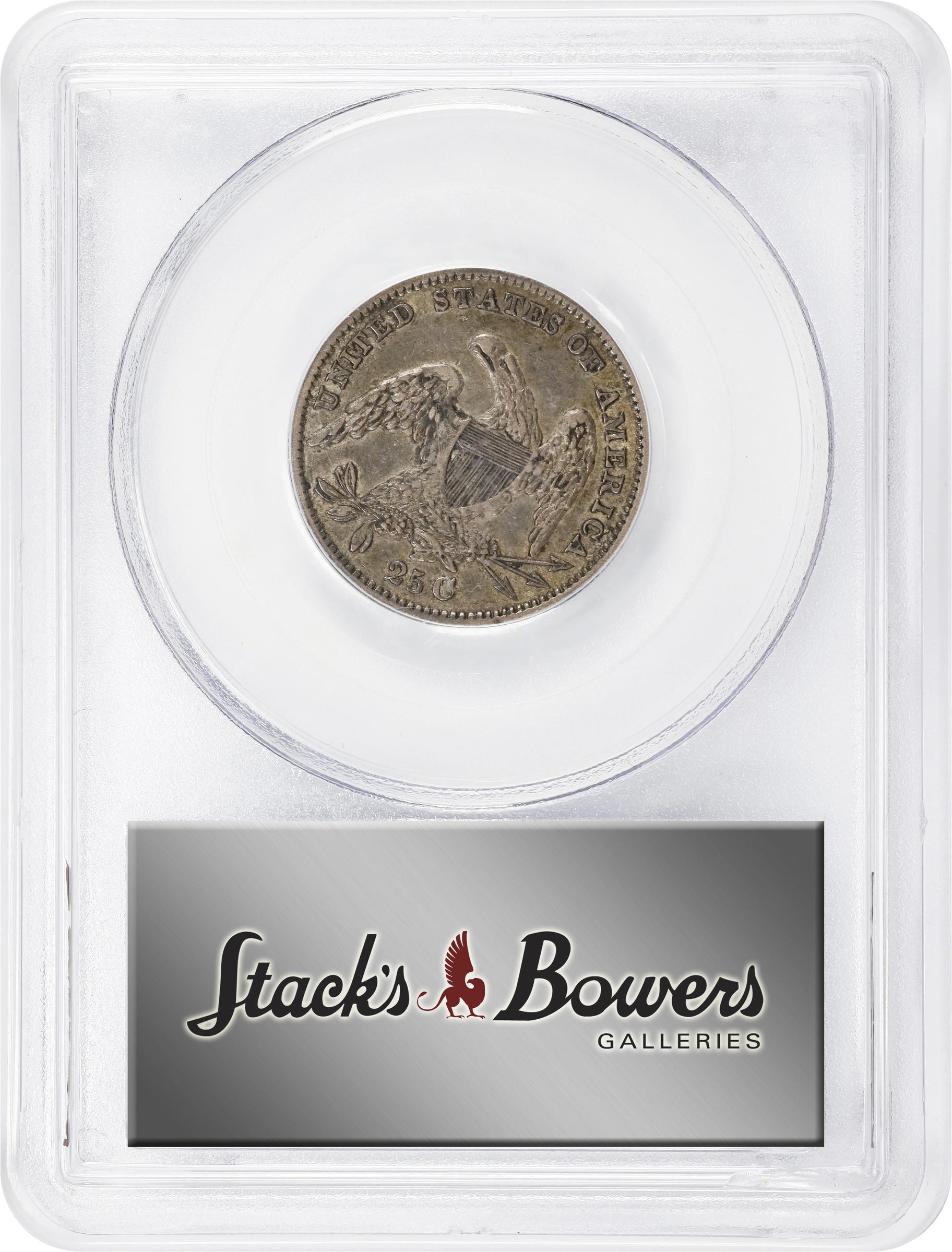 image for: 1833 Capped Bust Quarter. B-2, FS-901. Rarity-3. Repunched Reverse Letters. AU-50 (PCGS). CAC.