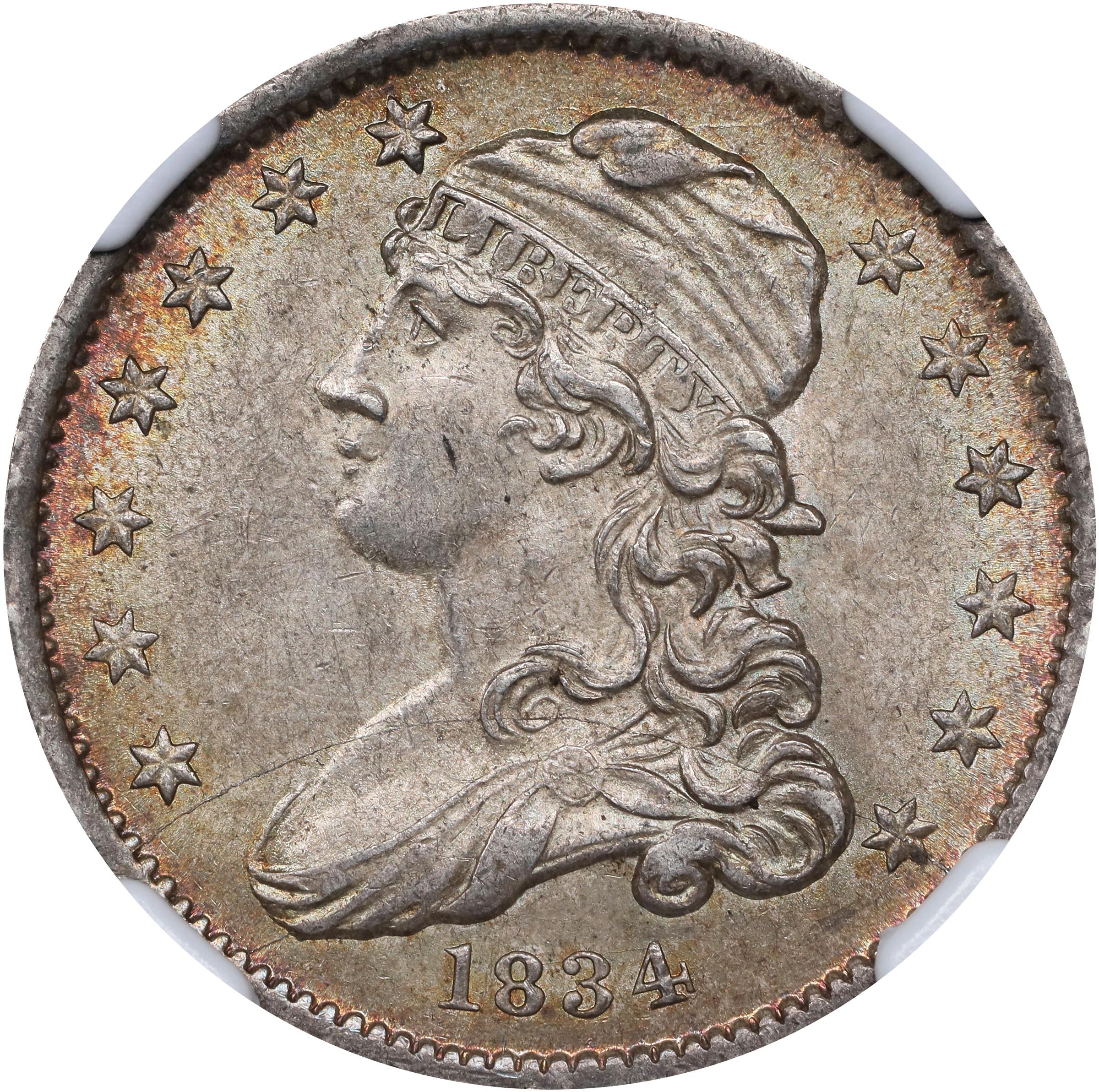 1834 Capped Bust Quarter. B-1. Rarity-1. MS-62 (NGC). CAC.