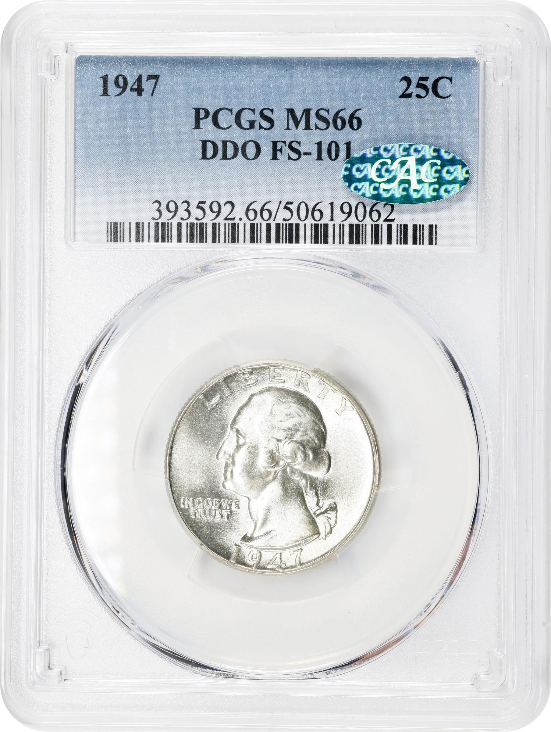 image for: 1947 Washington Quarter. FS-101. Doubled Die Obverse. MS-66 (PCGS). CAC.